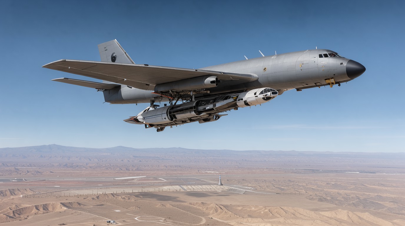 ภาพสร้างด้วย AI (ไม่ใช่ภาพถ่ายจริง) ประกอบข่าว Virgin Galactic ย้ายยานอวกาศรุ่นใหม่ Apeiron ถึงฐานบิน Spaceport America แล้ว