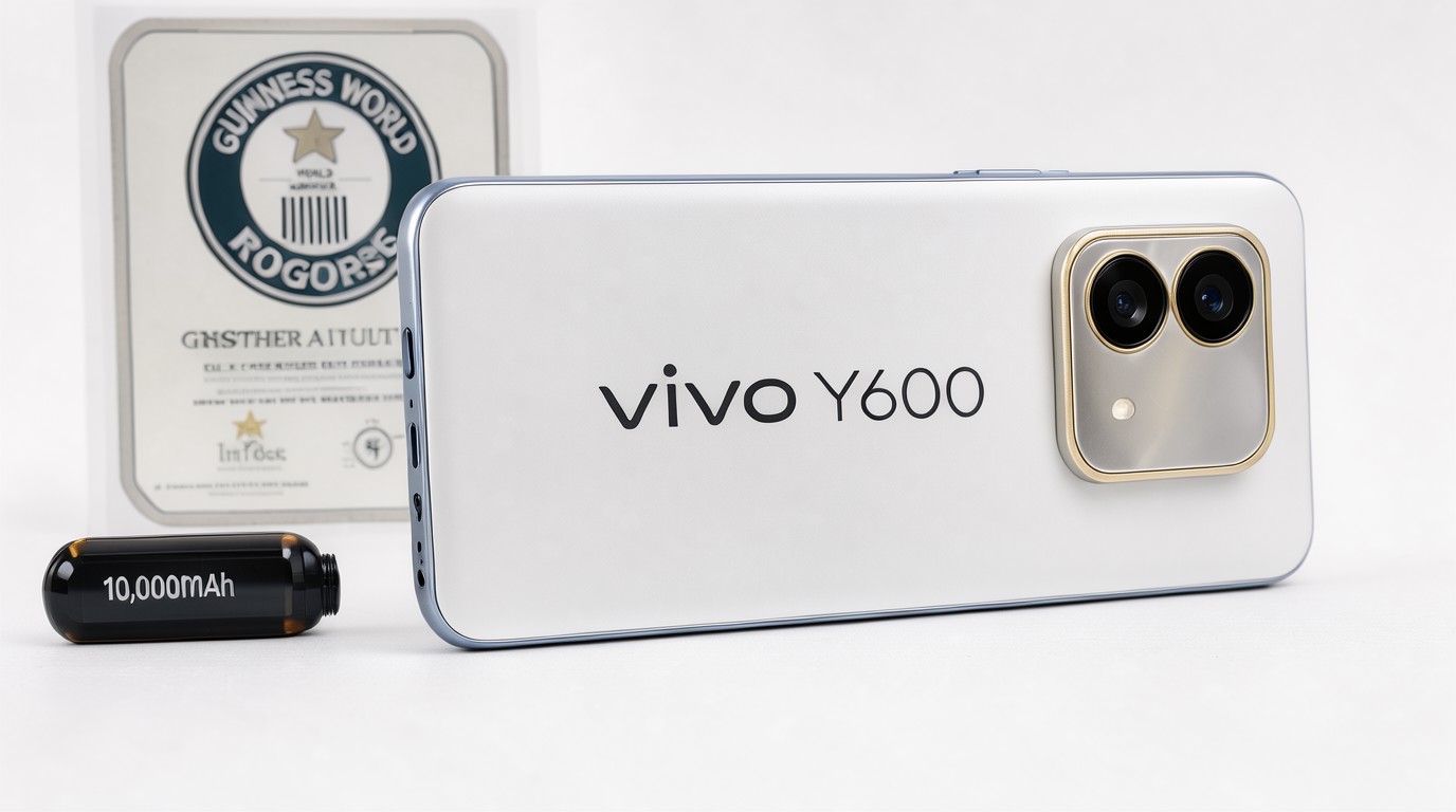 ภาพสร้างด้วย AI (ไม่ใช่ภาพถ่ายจริง) ประกอบข่าว vivo Y600 เปิดตัวจริง แบตอึด 10,000mAh จอ 6.83 นิ้ว ได้สถิติโลก Guinness
