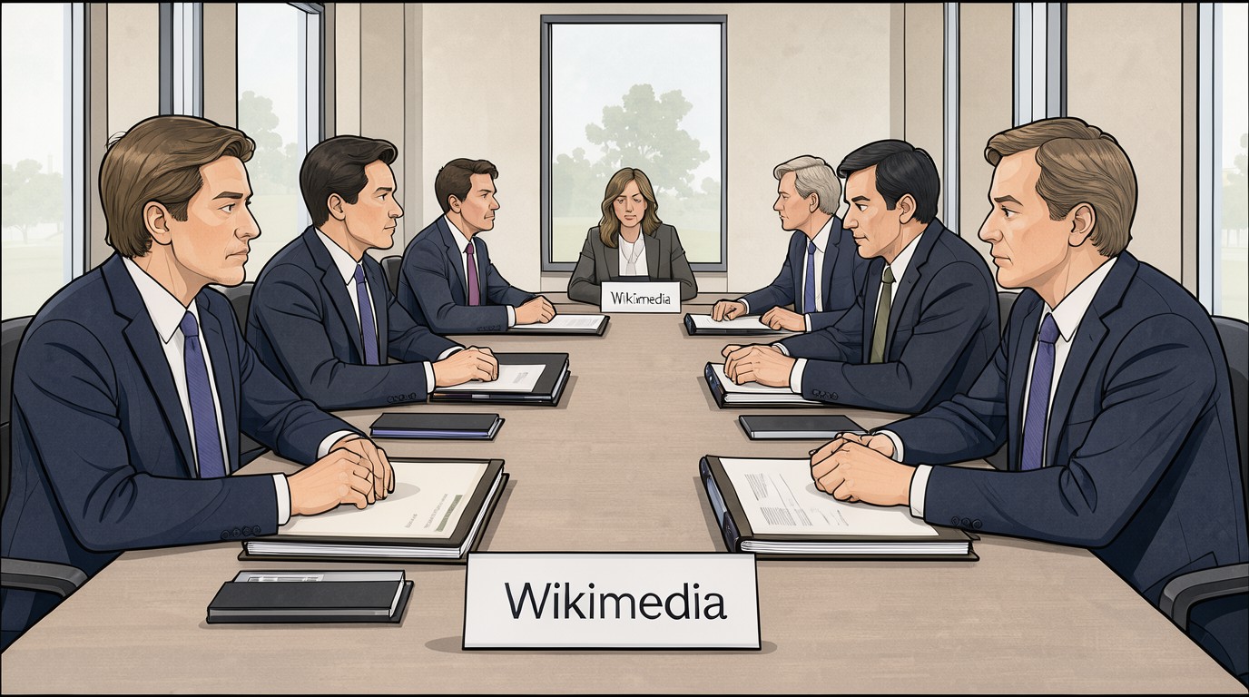 ภาพสร้างด้วย AI (ไม่ใช่ภาพถ่ายจริง) ประกอบข่าว Wikimedia เตือนคำตัดสินคดีลิขสิทธิ์ AI ที่เข้มไปทางใดทางหนึ่งอาจกระทบเว็บเปิดทั้งระบบ