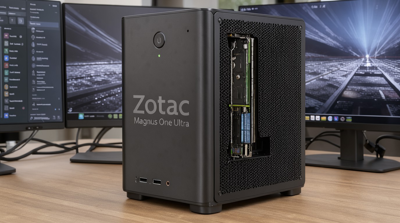 ภาพสร้างด้วย AI (ไม่ใช่ภาพถ่ายจริง) ประกอบข่าว Zotac เปิดขาย mini PC จิ๋วใส่ RTX 5080 เดสก์ท็อป เริ่ม 2,647 ดอลลาร์