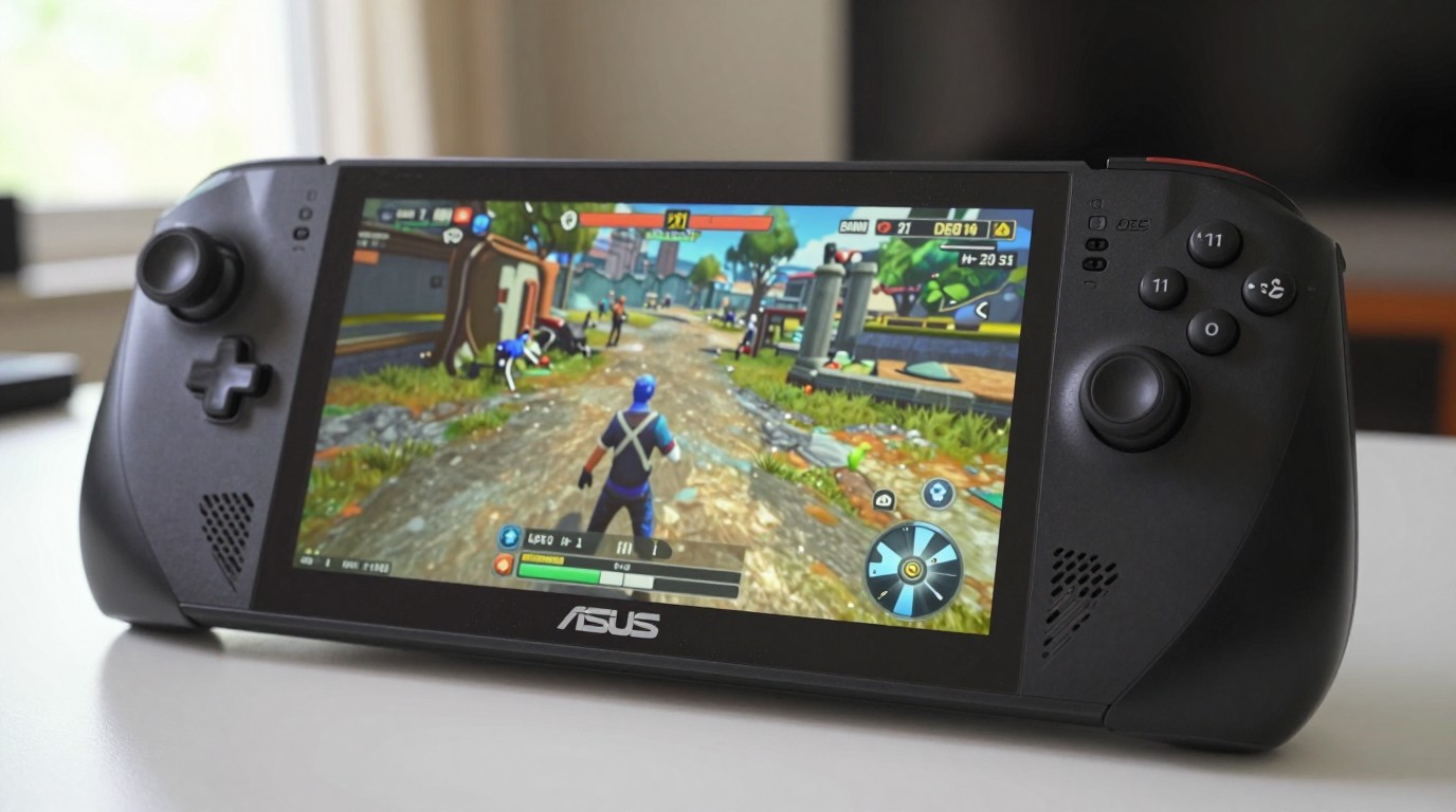 ภาพสร้างด้วย AI (ไม่ใช่ภาพถ่ายจริง) ประกอบข่าว Asus ROG Xbox Ally X20 มาพร้อมจอ OLED สว่าง 1,400 nits ระบายความร้อนดีขึ้นกว่า Ally X