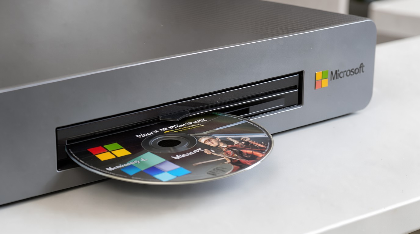 ภาพสร้างด้วย AI (ไม่ใช่ภาพถ่ายจริง) ประกอบข่าว Xbox เปิดรับตำแหน่งดูแลซัพพลายเกมแบบแผ่น จุดคำถามเครื่อง Helix จะมีช่องใส่แผ่นไหม